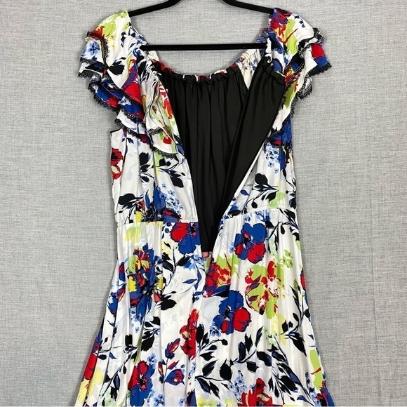 Peter Nygard Floral Midi Dress Sz 16 Ruffles Off the Shoulder - Picture 7 of 12